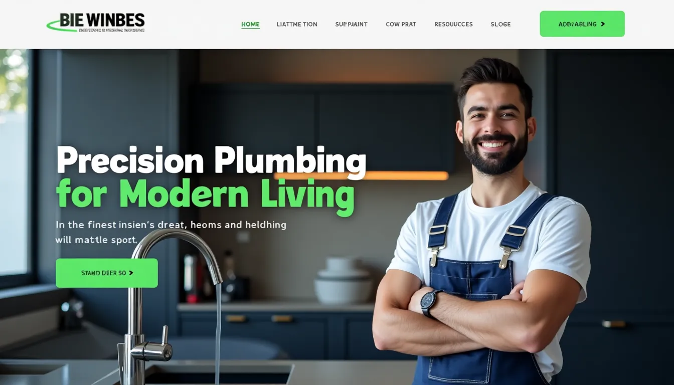 Hero image of a small business team in their workspace, used prominently on a professional website layout