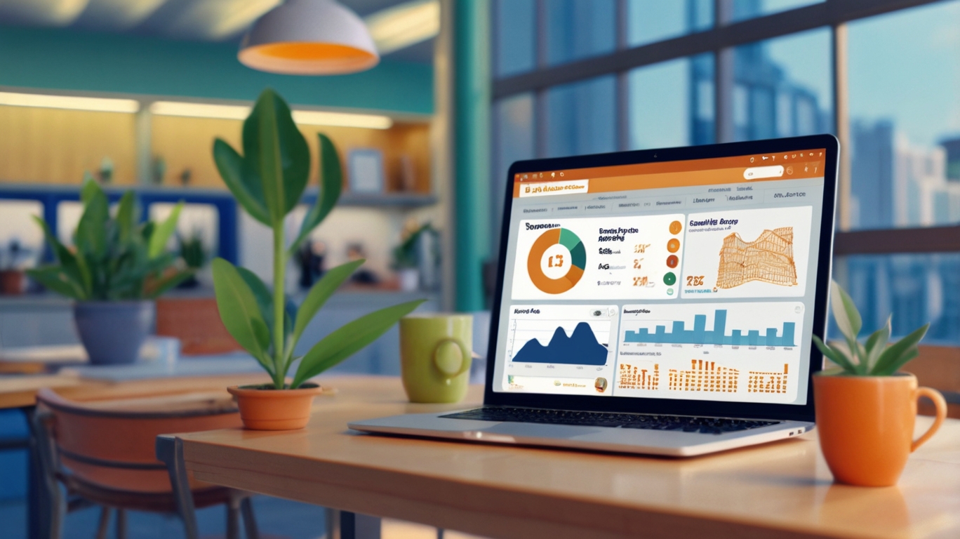 3D dashboard displaying website speed metrics, including a 1.2-second load time and an A performance grade